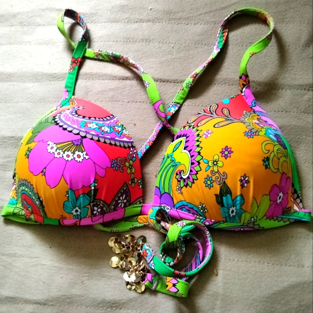 Multicolor Floral Paisley Bikini Swim Top